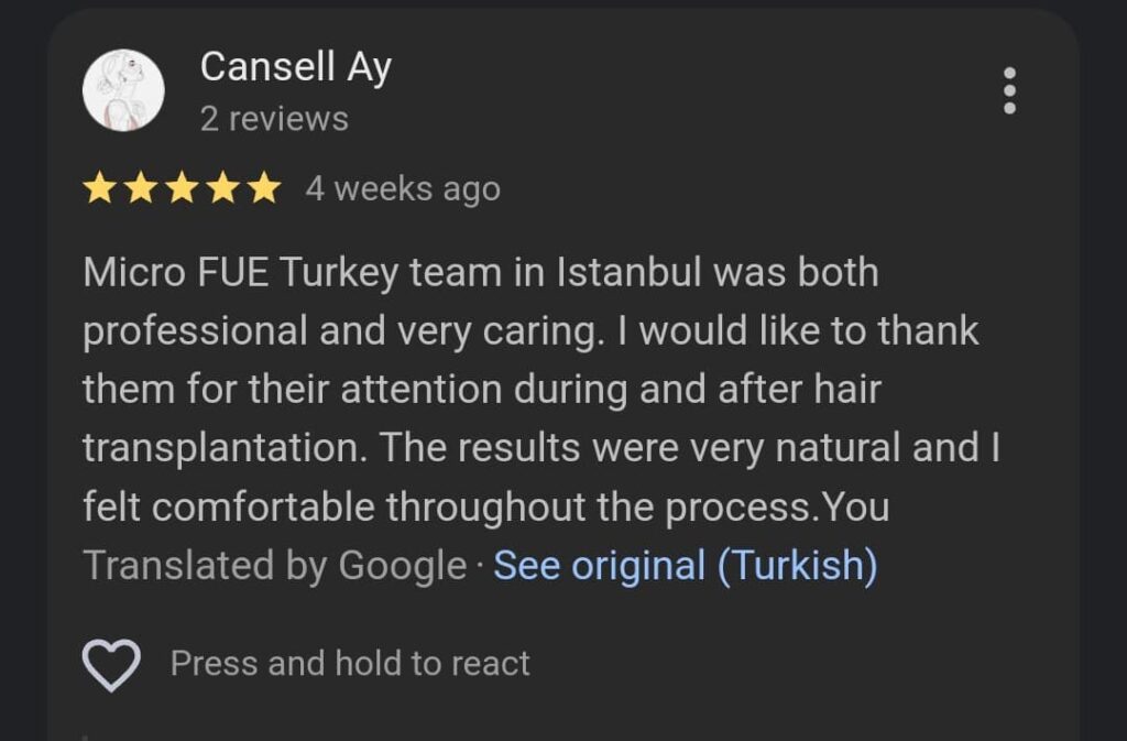 PRP Hair Treatment Reviews Istanbul