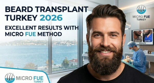 Przeszczep Brody Turcja 2026. Specjaliści wykonujący precyzyjny przeszczep brody metodą FUE w nowoczesnej klinice w Turcji.