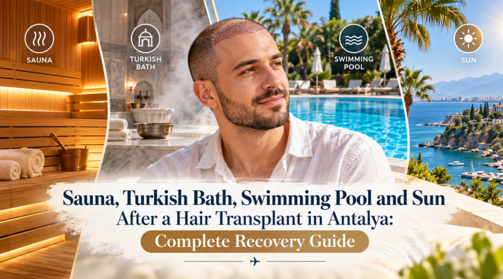 Sauna, hammam, piscine et soleil après une greffe de cheveux à Antalya 
